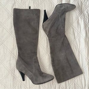 BOGO Via Spiga grey suede leather heeled knee high boots 6.5